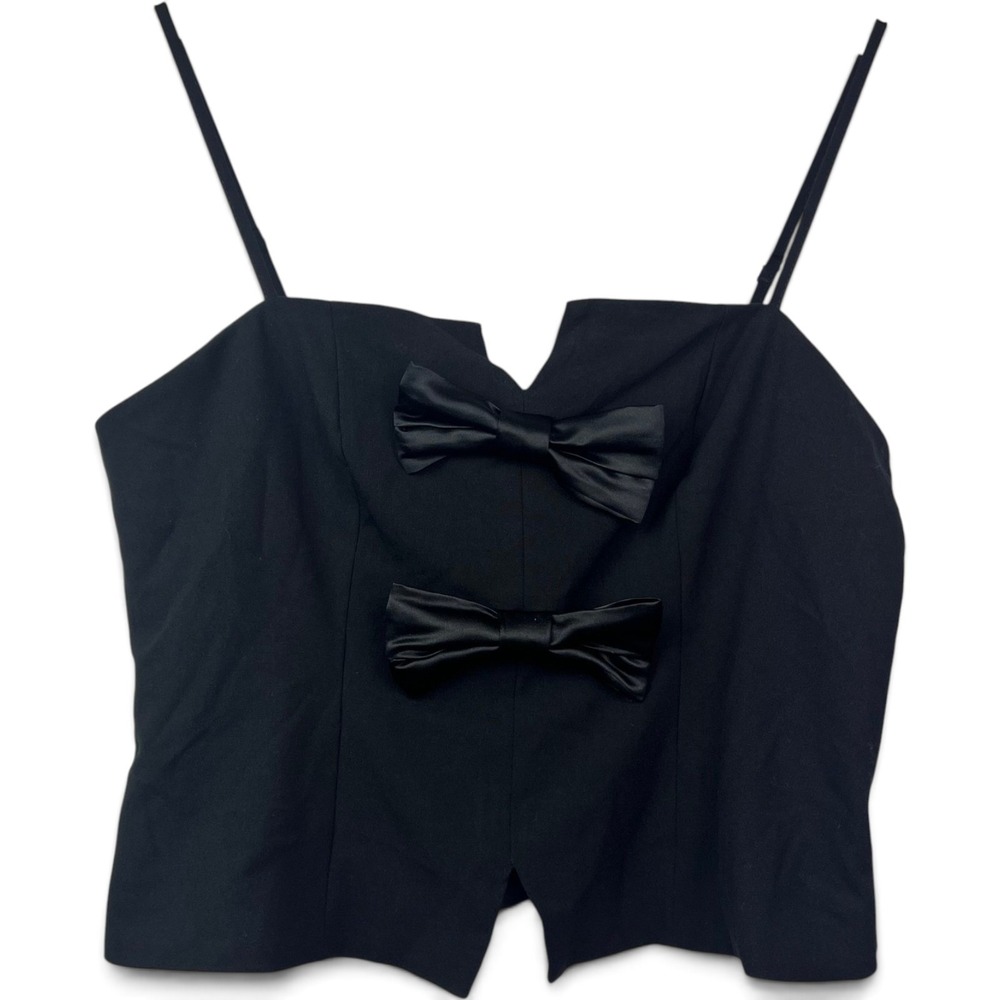 Future Collective Black Corset Bow Top Size M NWT Going Out Crop Top